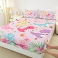 thumbnail image 3 of Manfei Teens Kawaii Dinosaur Full Size Sheets, Cute Cartoon Animal Bed Sheets, Palm Flower Botanical Sheet Sets, Breathable Home Decor, 4 Pieces, 3 of 7