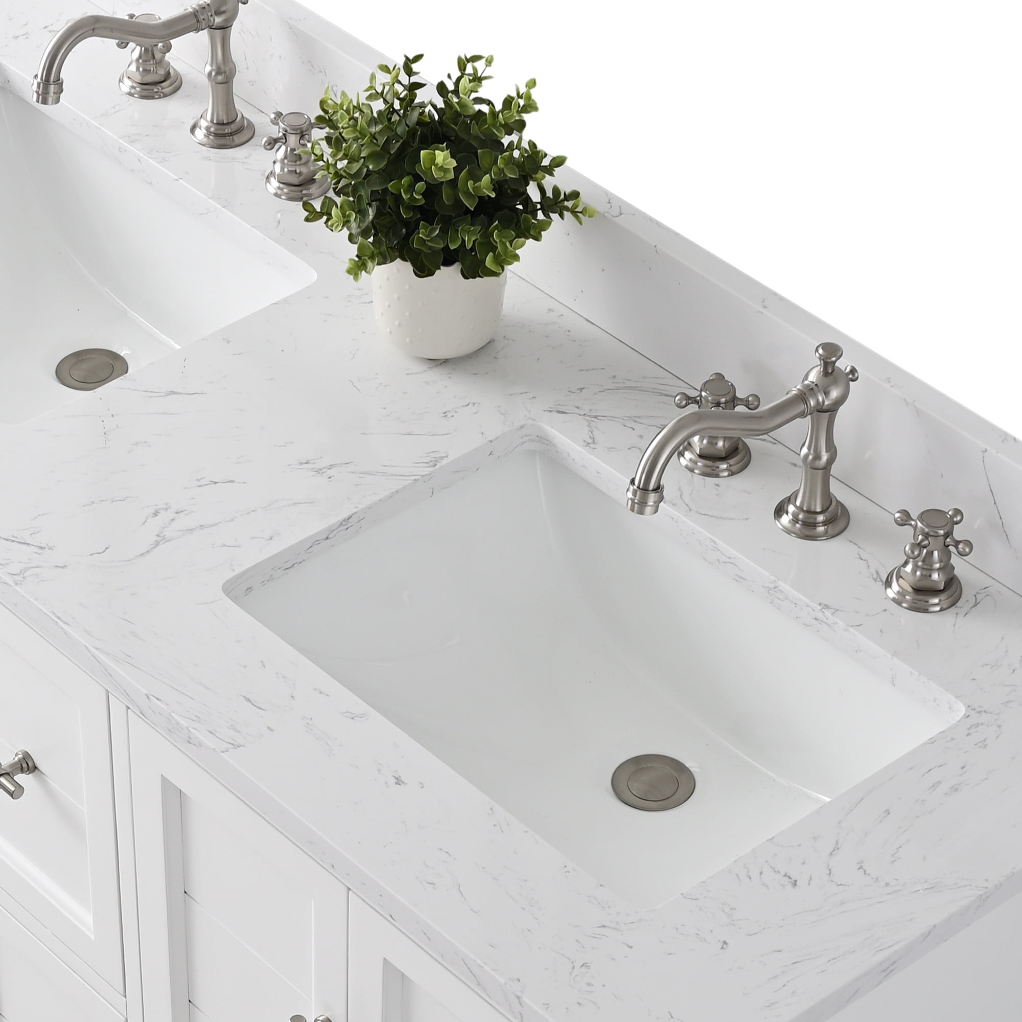 Vanity Art VA5054-W 54 x 22 x 34 in. Single Sink Bathroom Vanity with Quartz Top & Backsplash, White