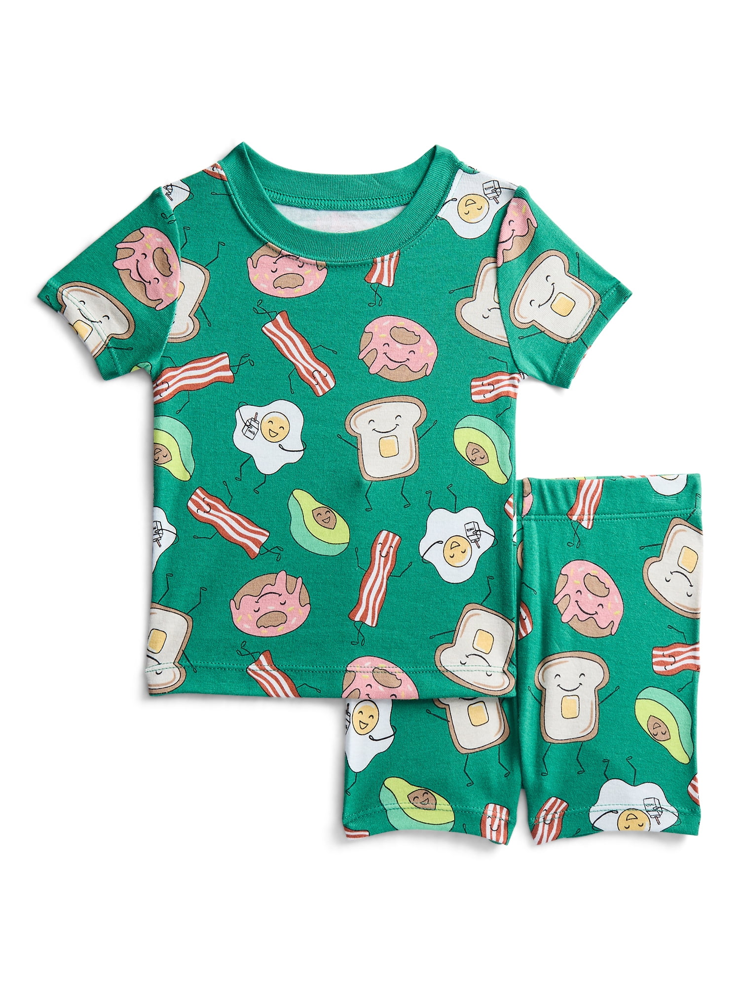 Wonder Nation Toddler Boys Short Sleeve Tee and Shorts Cotton Tight Fit Pajama Set, 4-Piece, Sizes 12M-5T