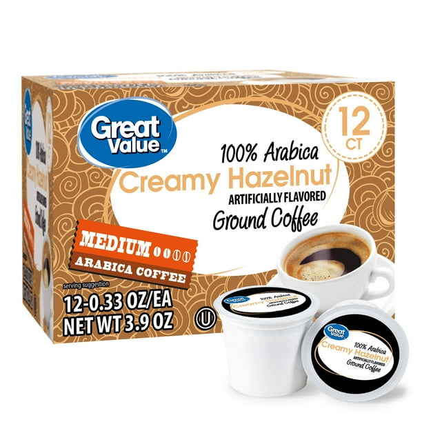 Great Value 100 Arabica Creamy Hazelnut Medium Arabica Coffee, 0.34 oz
