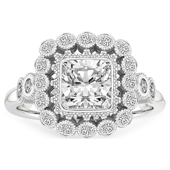 IGI Certified 2 Carat Cushion Shape Lab Grown Diamond Engagement Ring | 14K White Gold | Bloom Vintage Halo Lab Diamond Ring | FG-VS1-VS2 Quality Friendly Diamonds