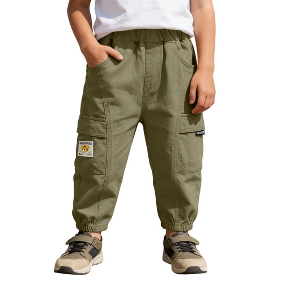 Gyexs Toddler Boys Jogger Pants Uniform Pants with Pockets Elastic Waist Casual Pants for Kids
