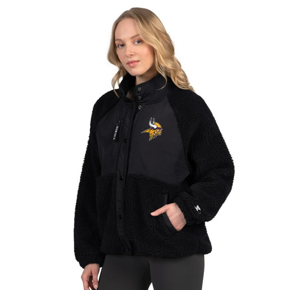 Women's Starter Black Minnesota Vikings On the Ball Sherpa Jacket