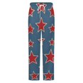 thumbnail image 5 of Red Stars On Blue Background Pattern Winter Female Pants Flannel High Waist Women Pants Lady Warm Straight Leg Plush Trousers, 5 of 7