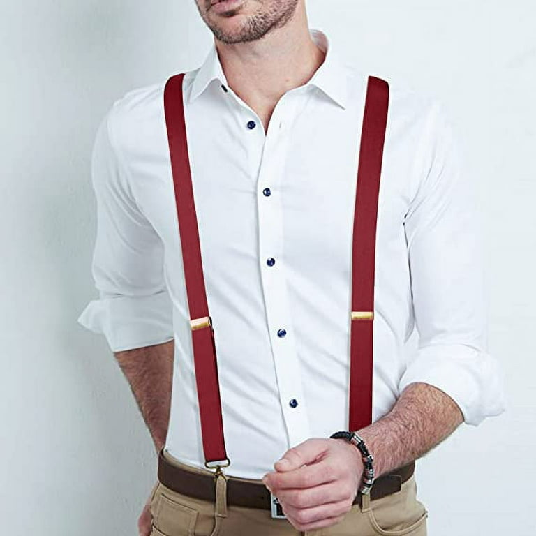 Kufutee Mens Suspenders Very Strong Clips Heavy Duty Braces Big and Tall X  Style 