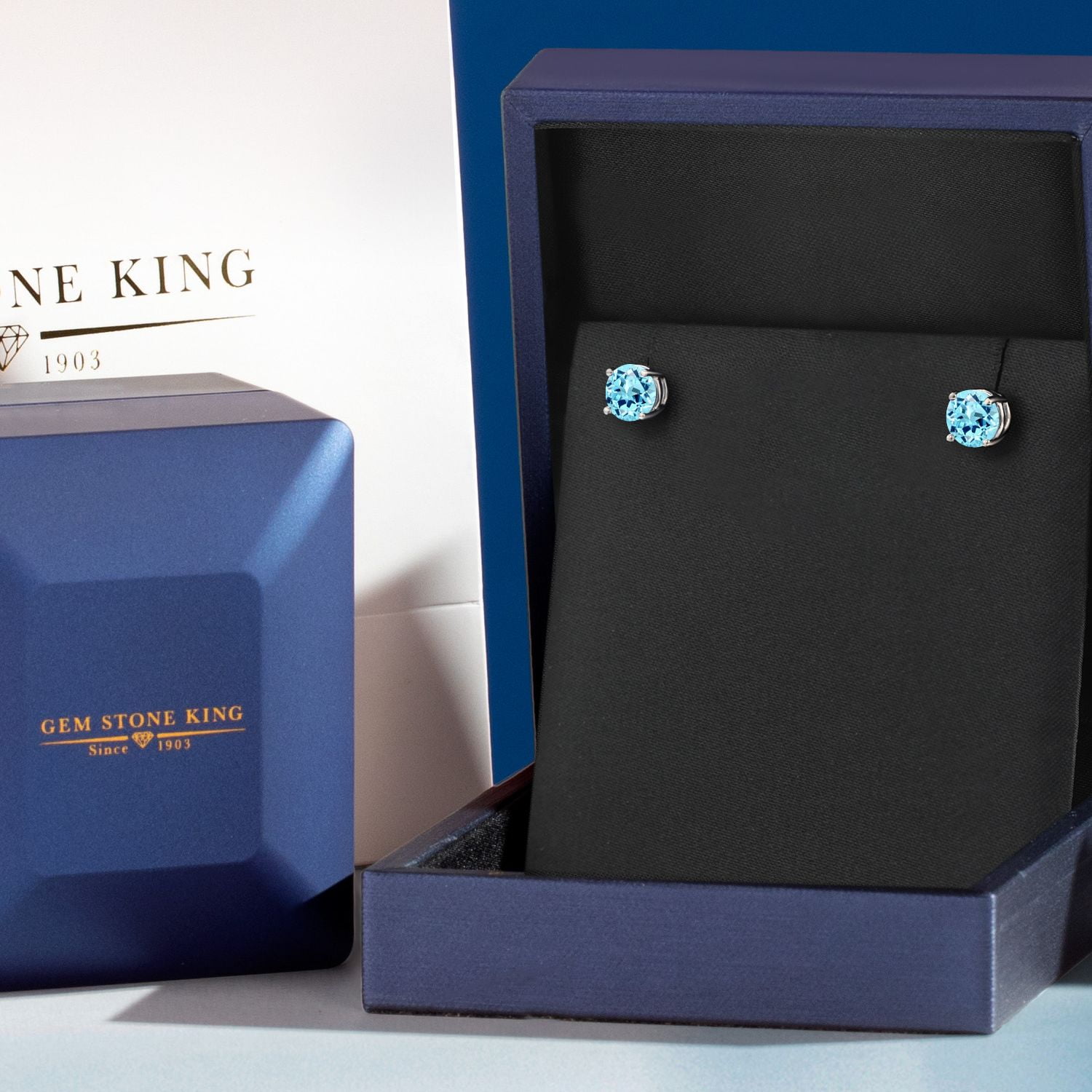 Gem Stone King 925 Sterling Silver Blue Apatite Stud Earrings for Women Men (1.64 Cttw, Gemstone Birthstone, Round 6MM)