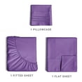 thumbnail image 3 of CGK Linens 3-Piece Ultra Soft & Comfy Hotel Luxury Sheet Set - Twin Size Cooling Bed Sheet Fits 8"-16" Mattresses, Purple, 3 of 7