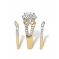 thumbnail image 2 of PalmBeach Jewelry Princess-Cut Cubic Zirconia 3-Pc. Crossover Halo Bridal Ring Set 2.82 TCW in Yellow Gold-Plated or Platinum-Plated Sterling Silver, 2 of 5