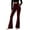 Wine, variant on Women's Cross Waist Straight Leg Pants - Trendy High Waist Trousers with Pockets for Casual Wear