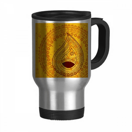 

Printing Repeat Cloth Yellow Colorful Art Travel Mug Flip Lid Stainless Steel Cup Car Tumbler Thermos