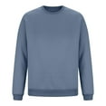 thumbnail image 3 of Men's Crewneck Sweatshirts Fleece Soild Color Texture Long Sleeve Casual Pullover Shirt Blue XL, 3 of 6