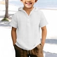 thumbnail image 2 of Boys Hoodie Linen Shirts Button Up Henley Short Sleeve Casual Shirts Youth Teens Summer Lightweight Beach Vacation T Shirts, 2 of 4