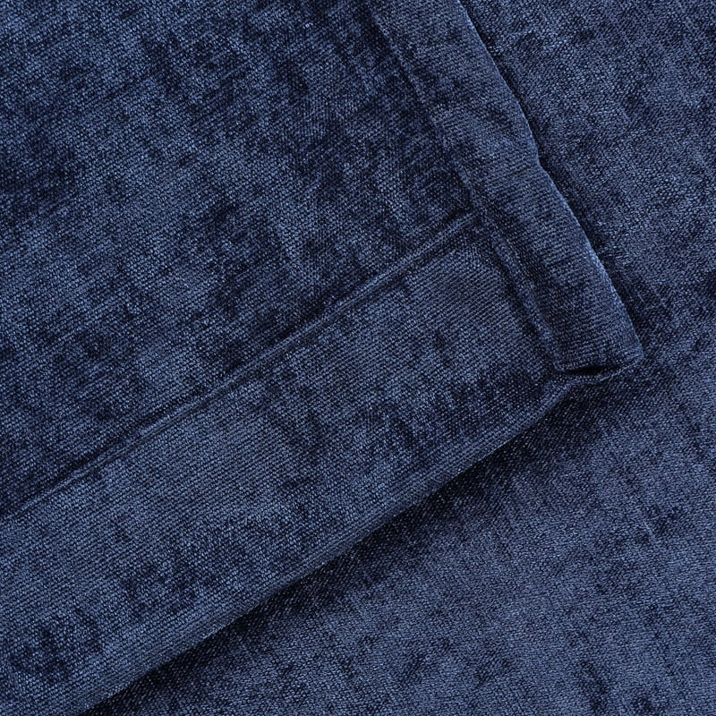 Superior Noor Semi-Blackout Chenille Curtains Set of 2, Room Darkening Curtain Panel Pair, Navy Blue, 52"W x 108"L