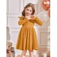 thumbnail image 3 of Arshiner Toddler Girl Dress Knitted Ruffle Sleeve Pocket Dresses A-Line Flared Fall Winter Dress, 3 of 5