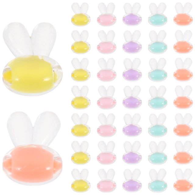 100 Pcs Perles en Acrylique en Forme de Lapin Corde à Cheveux DIY Perles Bracelet DIY