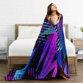 thumbnail image 5 of DouZhe Ultra-Soft Micro Fleece Lightweight Flannel Bed Blanket, Cyberpunk Geometry Texture Print Cozy Warm Throw Blankets, 50"x40", 5 of 7