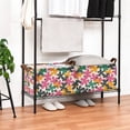 thumbnail image 3 of Yayeee Foldable Storage Basket for Shelves with Handles Set of 2 Waterproof Cloth Bins, Pink Floral Blooms, 3 of 7