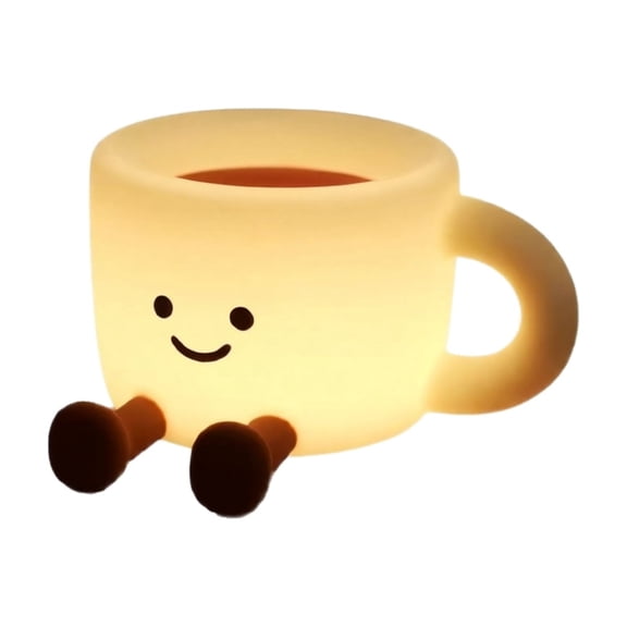 Night Light Coffee Cup Shaped Rechargeable Warm Yellow for Bedroom Desk Decor