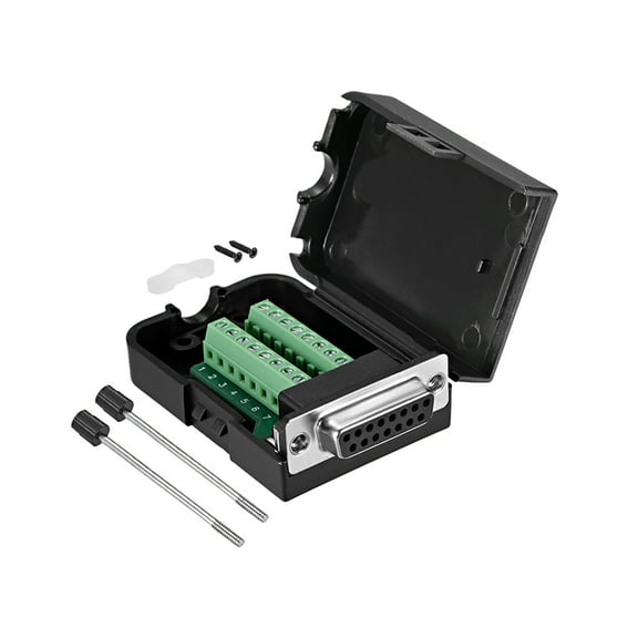 D-sub DB15 Breakout Board Connector with Case 2 Row Female Port Solderless Terminal Block Adapter with Thumb Screws