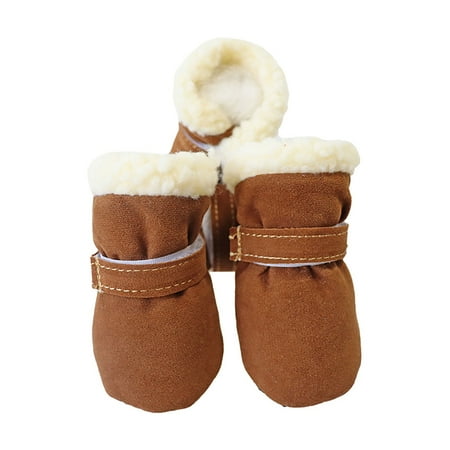 Pet Snow Boots â Warm Windproof Winter Shoes for Pets with Non- Soles (4-Pack  Flannel + Plush  L Size)