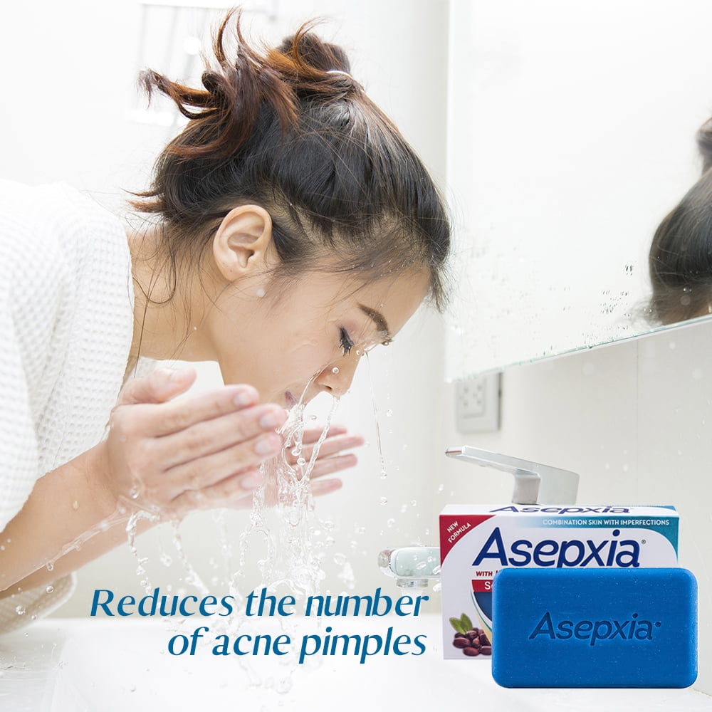 Asepxia Anti Acne Bar Soap. Eliminates Pimples and Blackheads. Deep Cleansing, Hydrating Bar, With Hydro-Force. 4 oz. Pack of 12