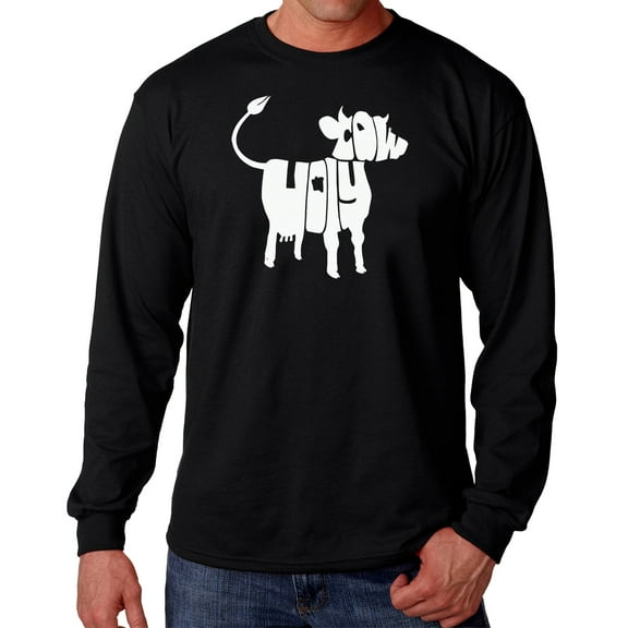 Men's Word Art Long Sleeve T-shirt - Holy Cow