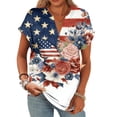 thumbnail image 3 of Iaqnaocc 4th Of July Womens Shirts Short Sleeve Button Up V-Neck Independence Day American Flag Floral Print Tees Retro 2026 Summer July 4th Celebration Tee Shirts Multicolor XL, 3 of 4