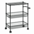 thumbnail image 5 of 3 Tier Rolling Utility Kitchen Cart, Heavy Duty Wire Rolling Cart on Wheels, Commercial Metal Serving Carts with Handle, Kitchen Island Plant Shelf Food Storage Trolley for Laundry, Office, Garage, 5 of 10