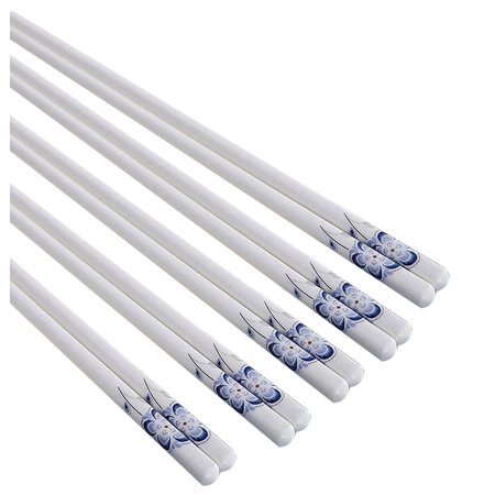 

5 Pairs Porcelain Chopsticks - Reusable Chopsticks Dishwasher Safe Chop Sticks Gift Set 9 1/2 Inches (Type 1)