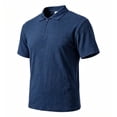 thumbnail image 6 of JTSRKL Mens Linen Short Sleeve Shirts Zip Collared Solid Lightweight Breathable Casual Tees Summer Business Vintage Relaxed Fit Tops Navy XXL, 6 of 7