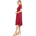 thumbnail image 4 of Women's Solid Casual Comfy Short Sleeve Jersey Knit A-Line Midi Dress, 4 of 6