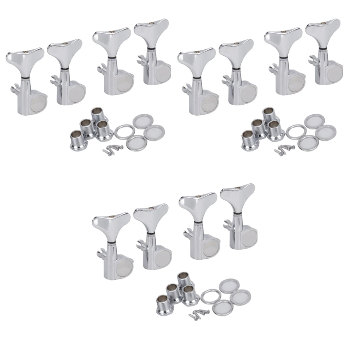 Raindrops 12 pcs  4R Bass Tuners Machine Heads Tuning Pegs (Silver)