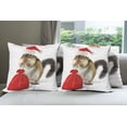 thumbnail image 6 of Ambesonne Christmas Throw Pillow Cover 4 Pack, Chipmunk in Santa Hat, 24", Pale Yellow White Red, 6 of 7