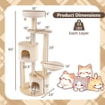 thumbnail image 3 of Gymax 60'' Tall Cat Tree Wooden Kitten Tower w/ Sisal Scratching Posts & Mat 2 Condos Perch Hammock, 3 of 10