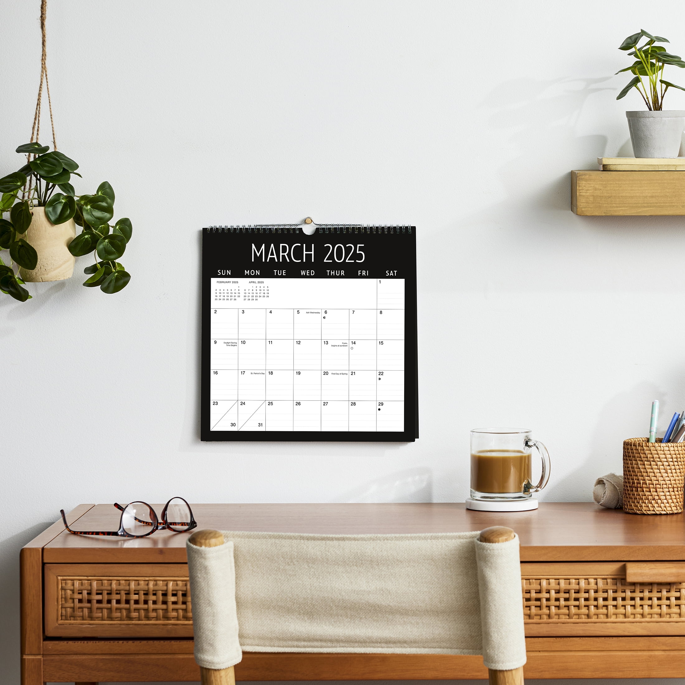 2025- 12 Month Cal-Spiral Black Border-12x12 Spiral Bound by Pen+Gear