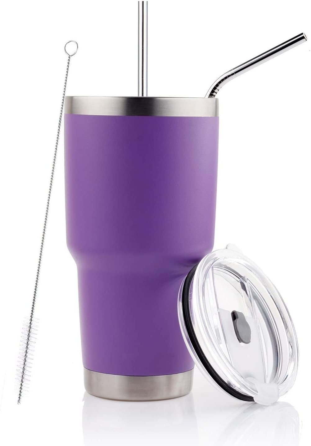 DYNAMIC SE 30oz Green Tumbler Double Wall Stainless Steel Vacuum Insulated Travel Mug with Splash-Proof Lid Metal Straw and Brush 