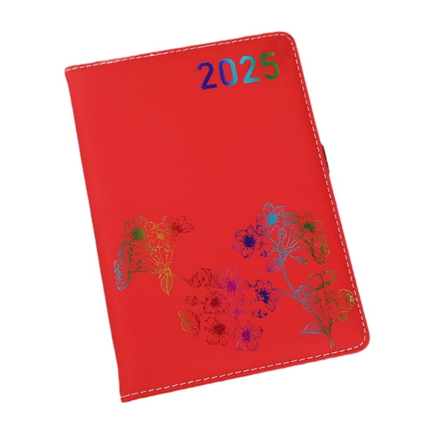 Planificador 2025 de 14,7 x 21,9 cm, práctico para negocios, oficina y hogar, con horario por horas. Rojo
