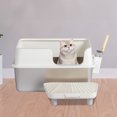 thumbnail image 3 of ZephyPaws Extra Large Stainless Steel Cat Litter Box with High Sides, Open Top, Anti-Tracking Pedal, Scoop and Storage, Odor Resistant Non-Stick Pan for Big or Multiple Cats, White, 3 of 11