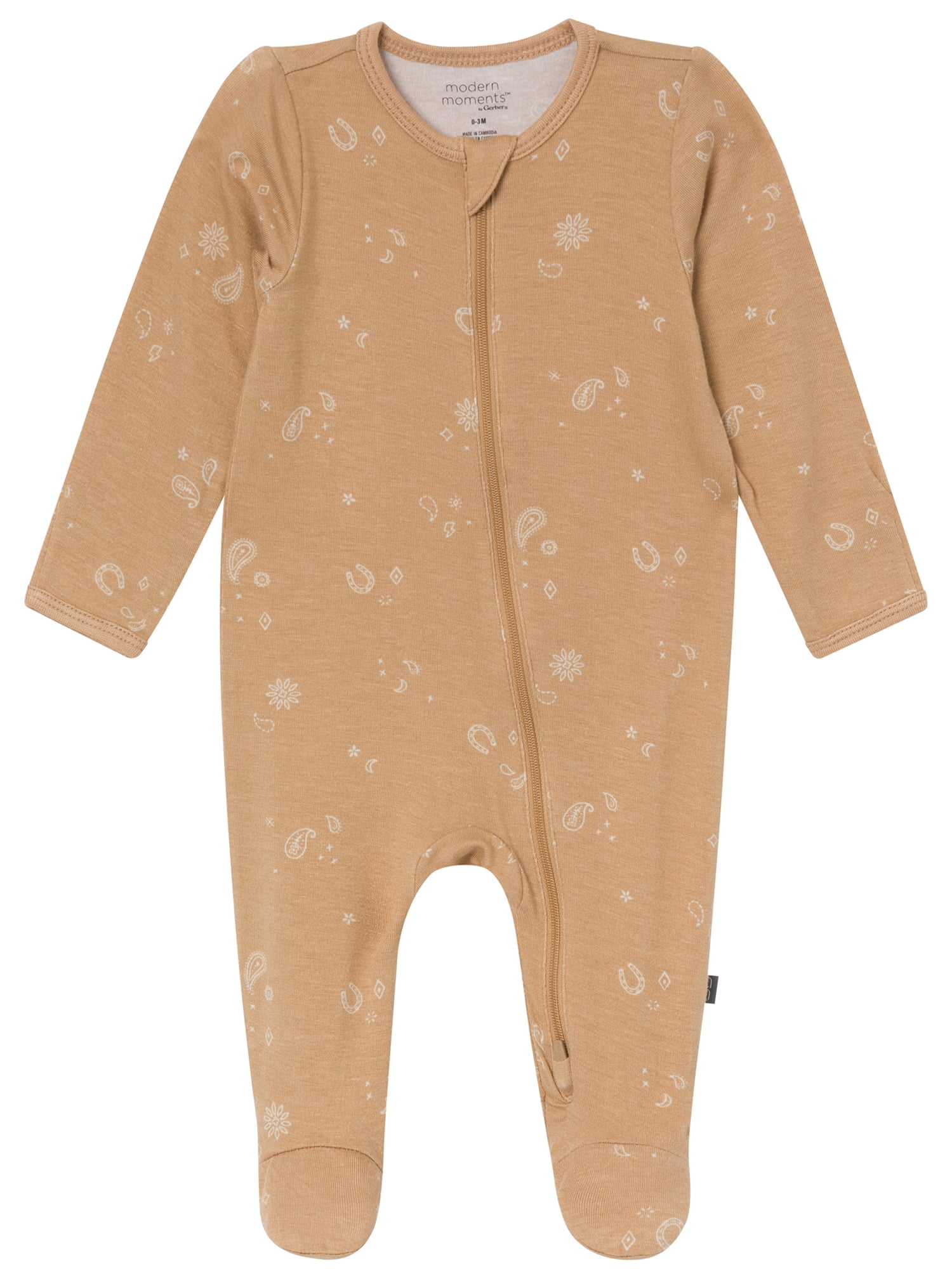 Modern Moments by Gerber Neutral Two-Way Zip Viscose Sleep ´N Play Footed Pajama, 2-Pack, Sizes Newborn - 24 Months