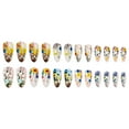 thumbnail image 2 of Colorfull Flowers Press on Nails,Medium Almond Fake Nails,Acrylic Glossy Glue on Nails,Removable Winter Spring Xmas False Nails for Girls Valentine Easter Holiday Daily Appointment Wear 24pcs, 2 of 5