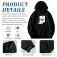 thumbnail image 4 of Women's Black Hoodie with Indiana Outline & ' ESTRA - DA LIFE ' in Red - Relaxed Fit Pullover Sweatshirt with Front Pocket & Drawstrings, 4 of 7