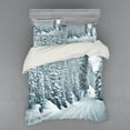 thumbnail image 2 of Ambesonne Winter Bedding Set 3 Pcs, Ski Theme Snowy Road, Twin XL, Black White, 2 of 3