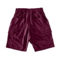 thumbnail image 4 of WTOBBY Men's Casual Corduroy Cargo Shorts, Solid Color Multi-Pocket Work Utility Shorts, Breathable and Functional for Summer Wear,Wine 2XL, 4 of 5