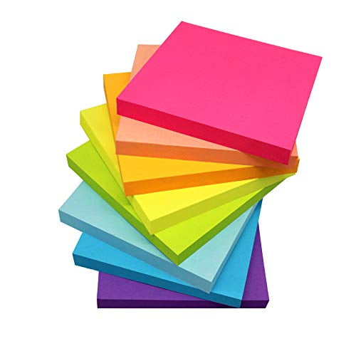 (8 Pack) Sticky Notes 3x3 Inches,Bright Colors SelfStick Pads, Easy to