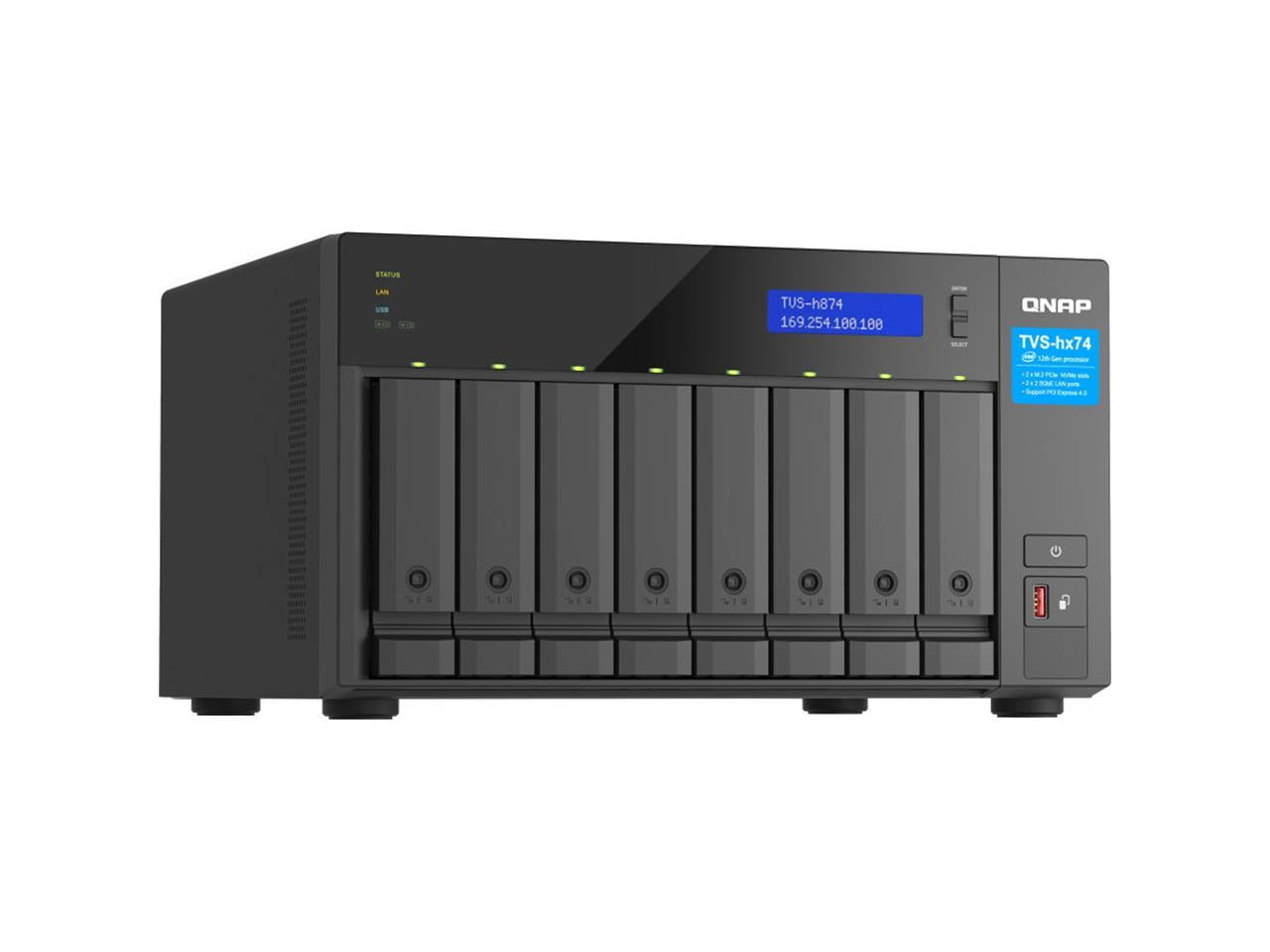 QNAP TVS-h874-i7-32G SAN/NAS Storage System - 1 x Intel Core i7 i7-12700 Dodeca-core (12 Core) - 8 x HDD Supported - 0 x HDD Installed - 8 x SSD Supported - 0 x SSD Installed - 32 GB RAM DDR4 SDRAM...