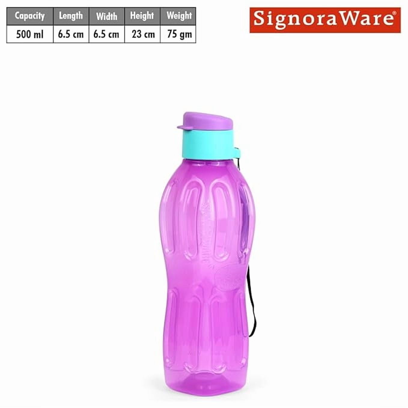 Signoraware Fliptop 500ml Bpa Free Water Bottles Set of 3, Food Grade, Freezer Safe