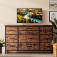 thumbnail image 2 of 55” TV Stand 10 Drawer Tv Dresser with Charging Station, Fabric Chest of Drawers with Storage, Rustic Brown, 2 of 9