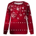 thumbnail image 4 of Chandail en Molleton de Noël pour Femmes 2023 Hauts Imprimé de Noël Col Rond Chandail Blouse Ample Chandail en Molleton Sans Capuche en Liquidation, 4 of 7