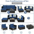thumbnail image 3 of Gymax 5PCS Cushioned Rattan Patio Conversation Set w/ Ottoman Navy Cushion, 3 of 10