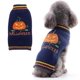 thumbnail image 1 of Suéter para perro, Halloween, otoño, invierno, cuello alto, tejido, cálido, ropa para cachorros, atuendos, festivos, divertido, calabaza, disfraces para mascotas (talla pequeña, azul marino), 1 of 4
